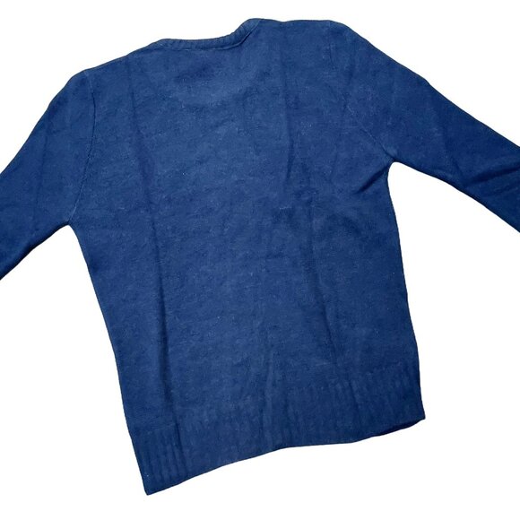 Vintage 1940s-1950s Navy Blue Long Sleeve Knit Crewneck Sweater Sz Medium - Picture 6 of 7